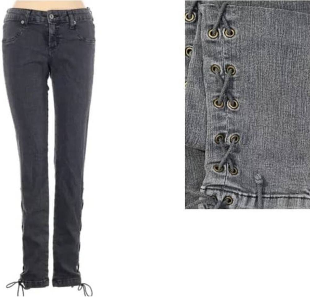 Carmar Lace Up Ankle Gray Skinny Stretch Jeans Size 27